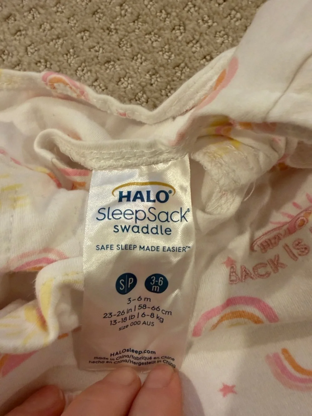 HALO Pink and Yellow Rainbow Sleep Sack